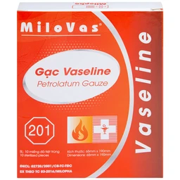 Gạc tiệt trùng Vaseline Milovas (10 miếng) sơ cứu vết thương, thấm máu và dịch tiết