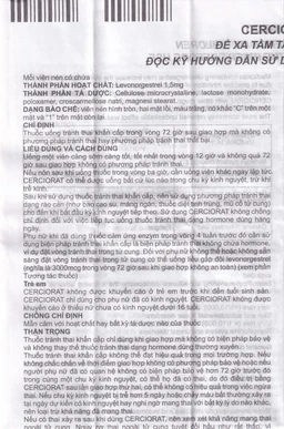 Thuốc tránh thai khẩn cấp Cerciorat 1.5mg Exeltis (1 viên)