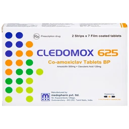 Thuốc Cledomox 625 Tenamyd điều trị các trường hợp nhiễm khuẩn (2 vỉ x 7 viên)