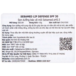 Son dưỡng môi Sebamed Lip Defense dưỡng ẩm, ngăn ngừa khô, nứt môi (4.8g)