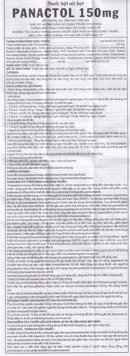 Bột sủi Panactol 150mg Khapharco vị ngọt, không đắng, hạ sốt, giảm đau cho trẻ (48 gói x 1.5g)