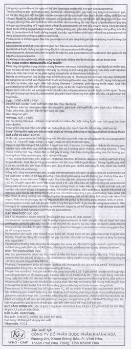Bột sủi Panactol 250mg Khapharco vị ngọt, không đắng, hạ sốt, giảm đau cho trẻ (48 gói x 1.5g)
