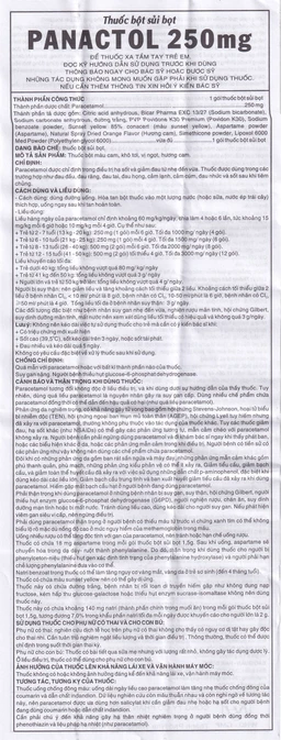 Bột sủi Panactol 250mg Khapharco vị ngọt, không đắng, hạ sốt, giảm đau cho trẻ (48 gói x 1.5g)