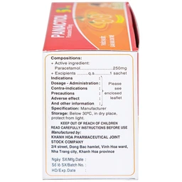 Bột sủi Panactol 250mg Khapharco vị ngọt, không đắng, hạ sốt, giảm đau cho trẻ (48 gói x 1.5g)