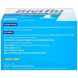 Thuốc Biviflu BRV điều trị các triệu chứng cảm cúm (10 vỉ x 12 viên)