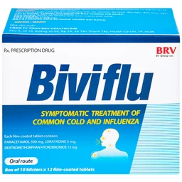 Thuốc Biviflu BRV điều trị các triệu chứng cảm cúm (10 vỉ x 12 viên)