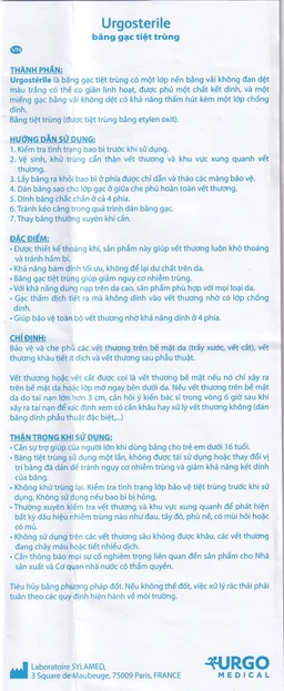 Gạc tiệt trùng Urgosterile 5x7cm (50 miếng) bảo vệ vết trầy xước, vết cắt, vết thương 