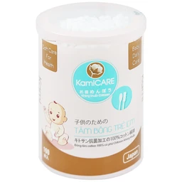 Tăm bông KamiCare dành cho trẻ em 1 đầu xoắn 1 đầu thường vệ sinh tai, mũi (160 chiếc)