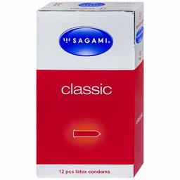 Bao cao su Sagami Classic siêu mỏng, nhiều chất bôi trơn, không mùi (12 cái)