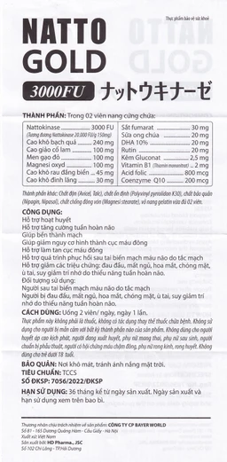 Viên uống hỗ trợ hoạt huyết, tăng cường tuần hoàn não Natto Gold 3000FU Royal Care (60 viên)