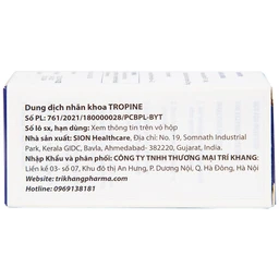 Nhỏ mắt kiểm soát cận thị Tropine India 10ml hỗ trợ kiểm soát và làm chậm sự tiến triển của bệnh cận thị ở trẻ em