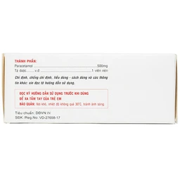 Viên nén Paracetamol 500mg Armepharco điều trị các chứng đau và sốt (10 vỉ x 10 viên) 