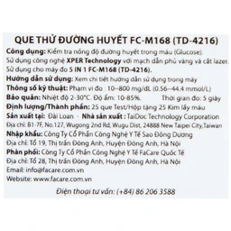 Que thử đường huyết FaCare FC-M168 (hộp 25 que)