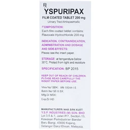 Thuốc YSPuripax giảm chứng tiểu khó, đau trên khớp mu bàng quang (10 vỉ x 10 viên) 