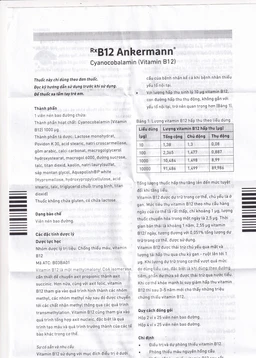 Thuốc B12 Ankermann Artesan Pharma điều trị các bệnh thiếu máu, đau dây thần kinh (2 vỉ x 25 viên)