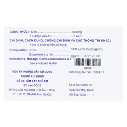 Viên nén Meflavon 500mg Mekophar điều trị hội chứng chảy máu, xơ cứng mạch máu (2 vỉ x 15 viên)