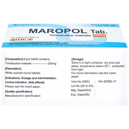 Viên nén Maropol 200mg Withus Pharma điều trị đau do rối loạn chức năng ống tiêu hóa (10 vỉ x 10 viên)