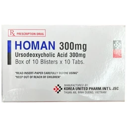 Thuốc Homan 300mg Korea United điều trị xơ gan ứ mật nguyên phát (10 vỉ x 10 viên)