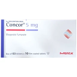 Thuốc Concor 5mg Merck điều trị tăng huyết áp, đau thắt ngực (3 vỉ x 10 viên) 5
