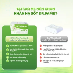 Khăn hạ sốt Dr.Papie 0+ Starmed (5 gói x 5 miếng) hạ nhiệt giảm sốt dùng cho trẻ sơ sinh