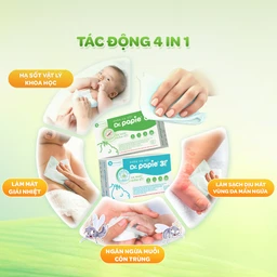 Khăn hạ sốt Dr.Papie 0+ Starmed (5 gói x 5 miếng) hạ nhiệt giảm sốt dùng cho trẻ sơ sinh