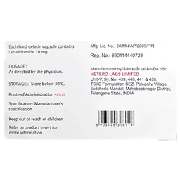 Thuốc Lenalidomide Capsules 10mg Hetero điều trị ung thư (3 vỉ x 10 viên)
