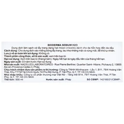 Nước tẩy trang Bioderma Sebium H2O dành cho da dầu và hỗn hợp (500ml)