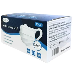 Khẩu trang 3 lớp Naturecare màu trắng (50 cái) ngăn khói bụi, vi khuẩn