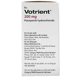 Thuốc Votrient 200mg Novartis điều trị ung thư biểu mô tế bào thận (RCC) và ung thư phần mềm (STS) (30 viên)