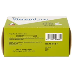 Thuốc Vincerol 1mg Vinphaco dùng trong bệnh tim gây tắc mạch, nhồi máu cơ tim (10 vỉ x 10 viên)