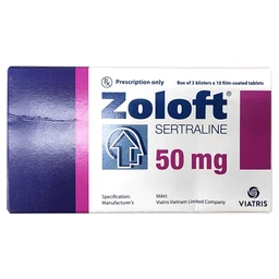 Thuốc Zoloft Sertraline 50mg Viatris điều trị triệu chứng bệnh trầm cảm (3 vỉ x 10 viên)