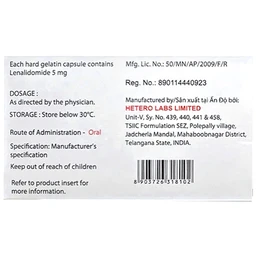 Thuốc Lenalidomide Capsules 5mg Hetero điều trị ung thư  (3 vỉ x 10 viên)