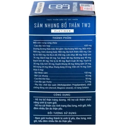 Viên uống hỗ trợ bổ thận tráng dương, cải thiện sinh lý nam Sâm Nhung Bổ Thận TW3 Platinum (60 viên)