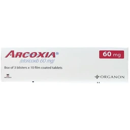 Thuốc Arcoxia 60mg Organon điều trị cấp tính và mãn tính thoái hóa khớp, viêm khớp dạng thấp (3 vỉ x 10 viên)