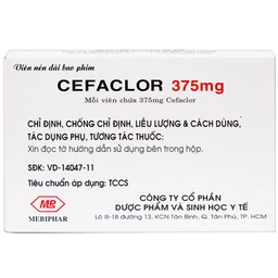 Thuốc Cefaclor 375mg Mebiphar điều trị nhiễm khuẩn đường hô hấp (1 vỉ x 10 viên)
