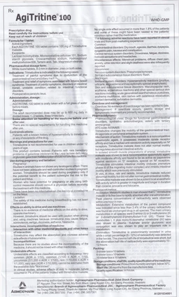 Thuốc Agitritine 100mg Agimexpharm điều trị triệu chứng rối loạn ống tiêu hóa, đường mật, ruột kích thích (6 vỉ x 10 viên)