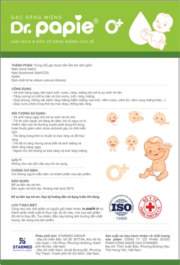 Gạc răng miệng Dr.Papie Starmed (30 gói) làm sạch và bảo vệ răng miệng cho bé