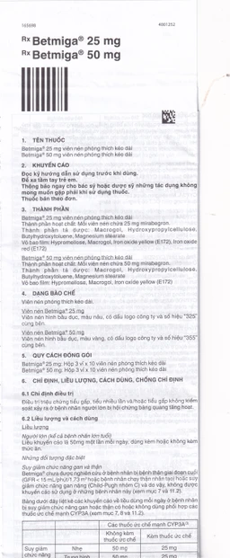 Thuốc Betmiga 50mg Astellas điều trị triệu chứng tiểu gấp (3 vỉ x 10 viên)