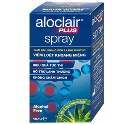 Chai xịt nhiệt miệng, tay chân miệng Aloclair Plus 15ml hỗ trợ điều trị các vết thương trong khoang miệng và ngoài da