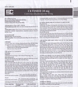 Thuốc Cetimed 10mg Medochemie điều trị triệu chứng viêm mũi dị ứng (1 vỉ x 10 viên)