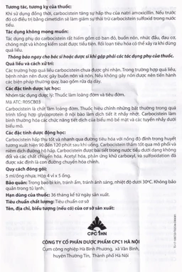 Dung dịch uống Cynamus 125mg/5ml CPC1HN dùng khi ho có đàm, tăng tiết nhiều đàm (4 vỉ x 5 ống)