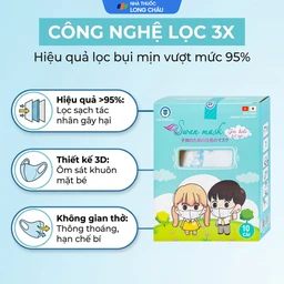 Khẩu trang trẻ em 3 lớp 3D Swan Mask quai vải (10 cái) ngăn khói bụi, vi khuẩn và giọt bắn 3
