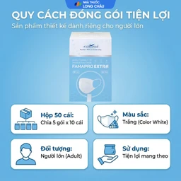 Khẩu trang 4 lớp Famapro Extra màu trắng (50 cái) Nam Anh ngăn khói bụi, vi khuẩn 4