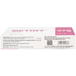 Thuốc Metiny 375mg Merap Group điều trị các bệnh lý nhiễm trùng viêm phế quản cấp (1 vỉ x 10 viên)
