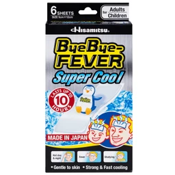 Miếng dán hạ sốt Bye Bye Fever Super Cool Hisamitsu (3 gói x 2 miếng) dùng cho trẻ từ 10 tuổi và người lớn