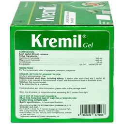 Dung dịch Kremil Gel United Pharma giảm loét dạ dày - tá tràng, viêm thực quản (30 gói x 20ml)