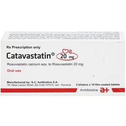 Thuốc Catavastatin 20mg Antibiotice điều trị tăng cholesterol máu và phòng ngừa biến cố tim mạch (3 vỉ x 10 viên)