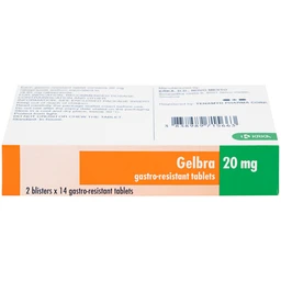 Thuốc Gelbra 20mg KRKA điều trị các bệnh về dạ dày-tá tràng và trào ngược (2 vỉ x 14 viên)