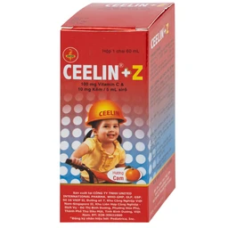 Siro Ceelin + Z United phòng ngừa và điều trị thiếu vitamin C hoặc thiếu kẽm (60ml)
