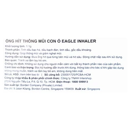 Ống hít Eagle Inhaler 1.1g giúp thông mũi, giảm nghẹt mũi